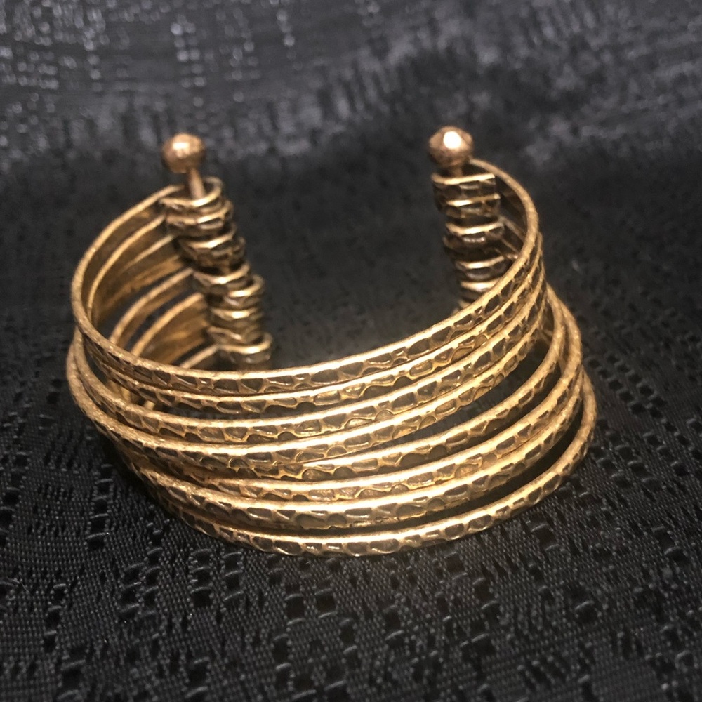 BCBGeneration Goldtone Textured Stacked Cuff Bracelet BCBG